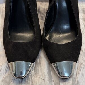 Jennifer Lopez Black Heels with Silver Toe Cap